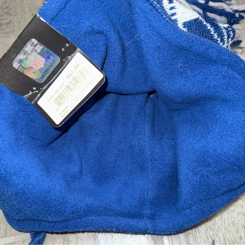 NFL New Era Indianapolis Colts Winter Trapper Pom‎ Beanie Hat Blue White